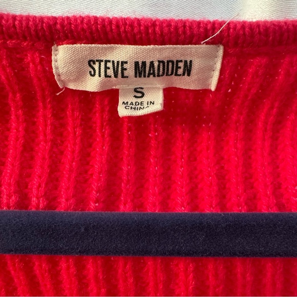 Steve Madden NWOT Cropped Knit Sweater, Bright Pink, Women’s Small - Picture 4 of 9